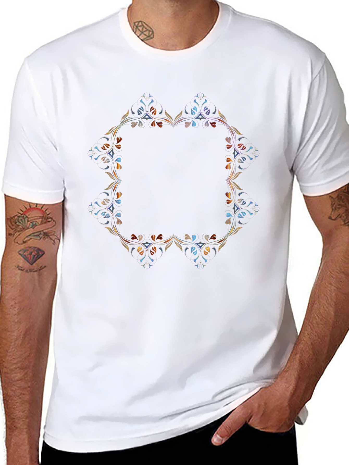 Floral Mandala Graphic Black T-Shirt