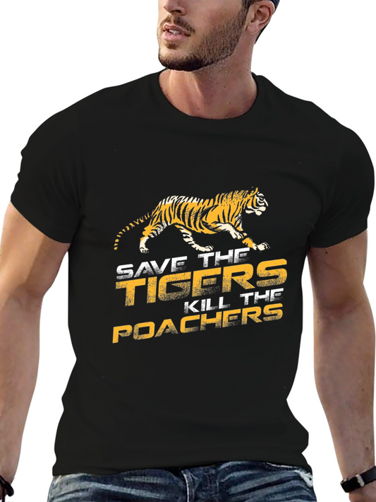 Save The Tigers Graphic Tee - Black Cotton T-Shirt