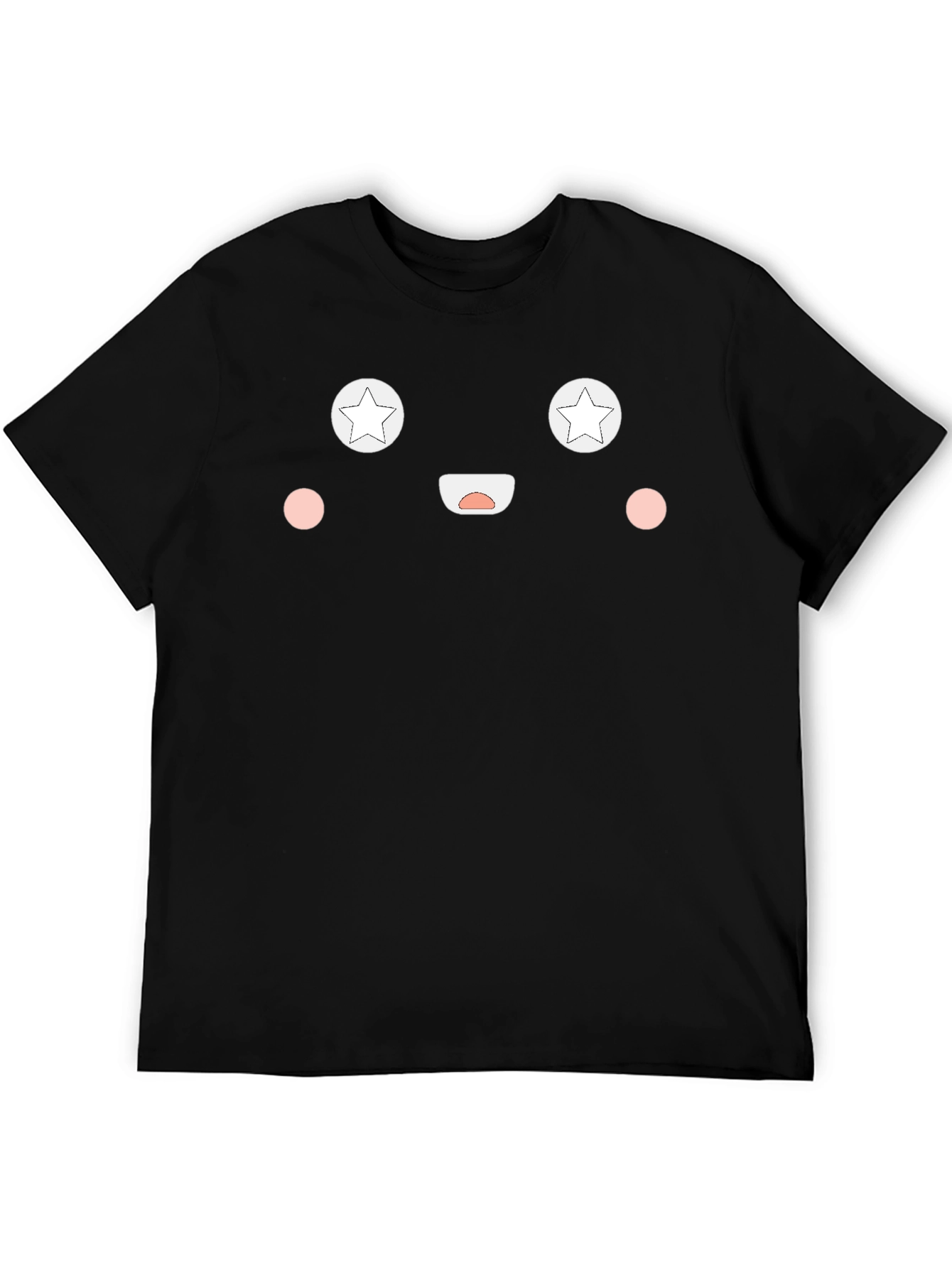 Fun Face Black T-Shirt - Star Eyes Cute Smile