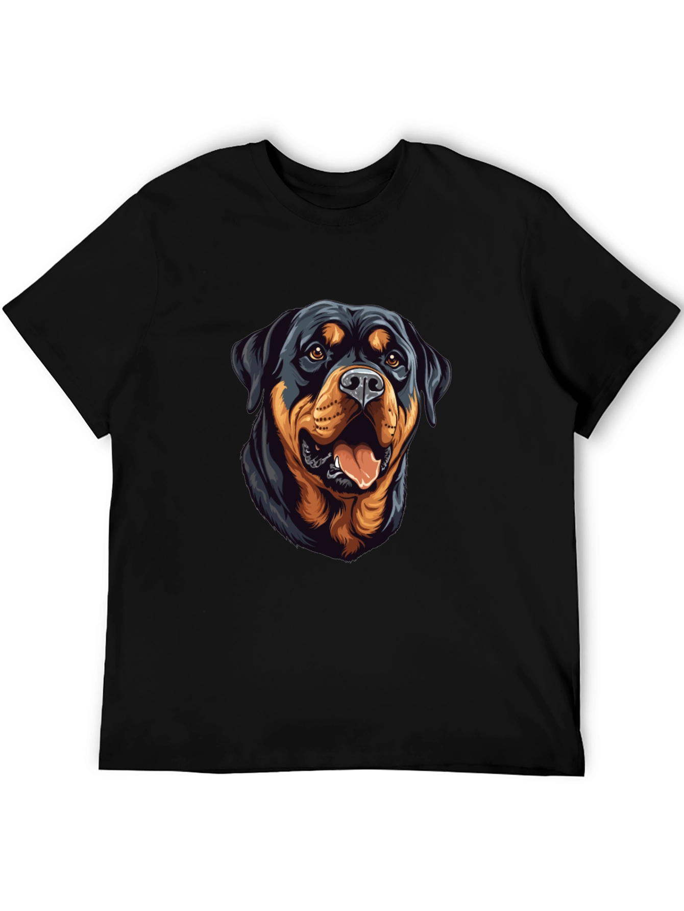 Rottweiler Dog Graphic Print Black T-Shirt