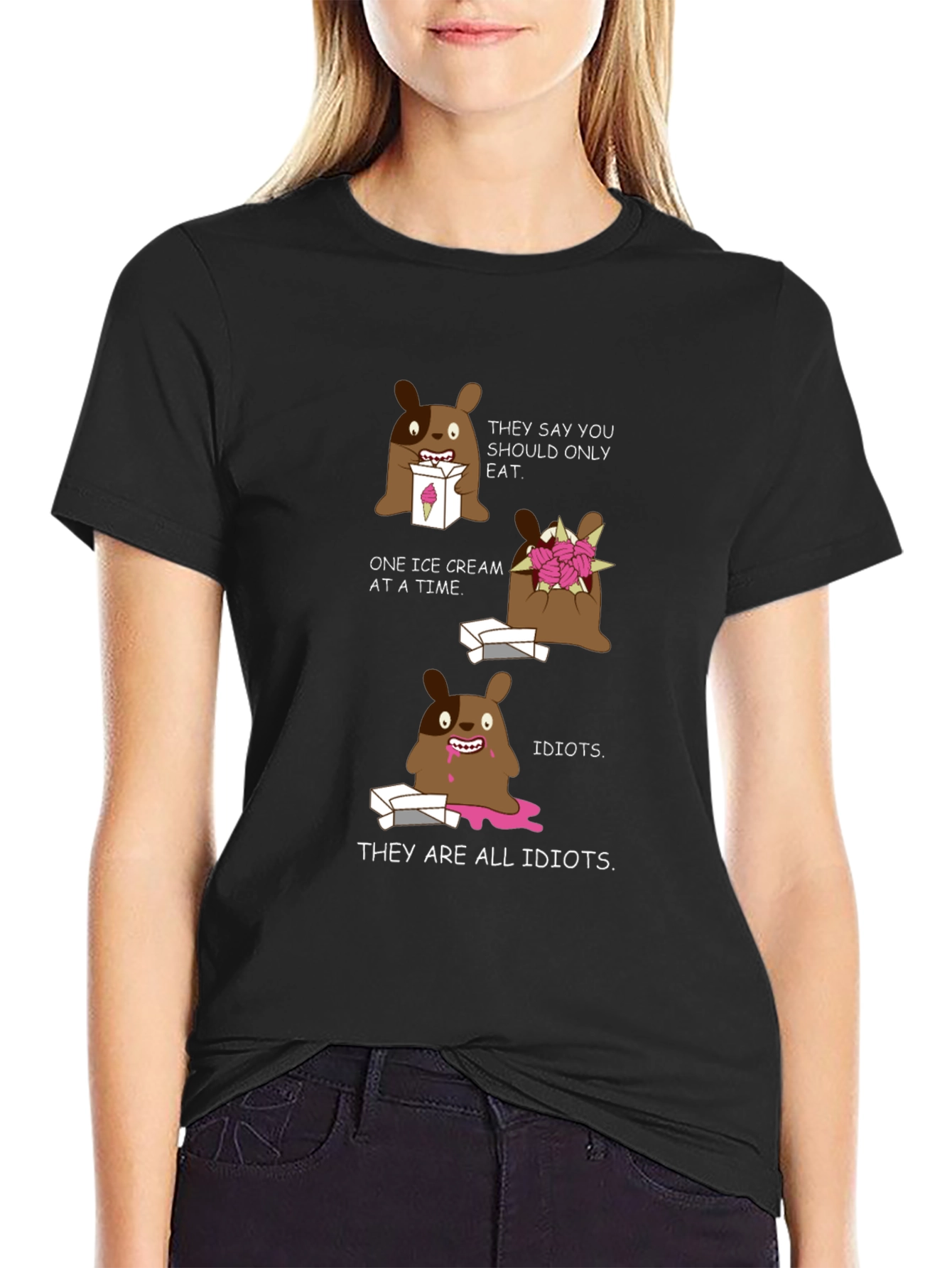 Funny Dog Ice Cream Graphic T-Shirt