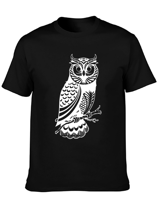 Owl Graphic T-Shirt - Black Cotton Tee