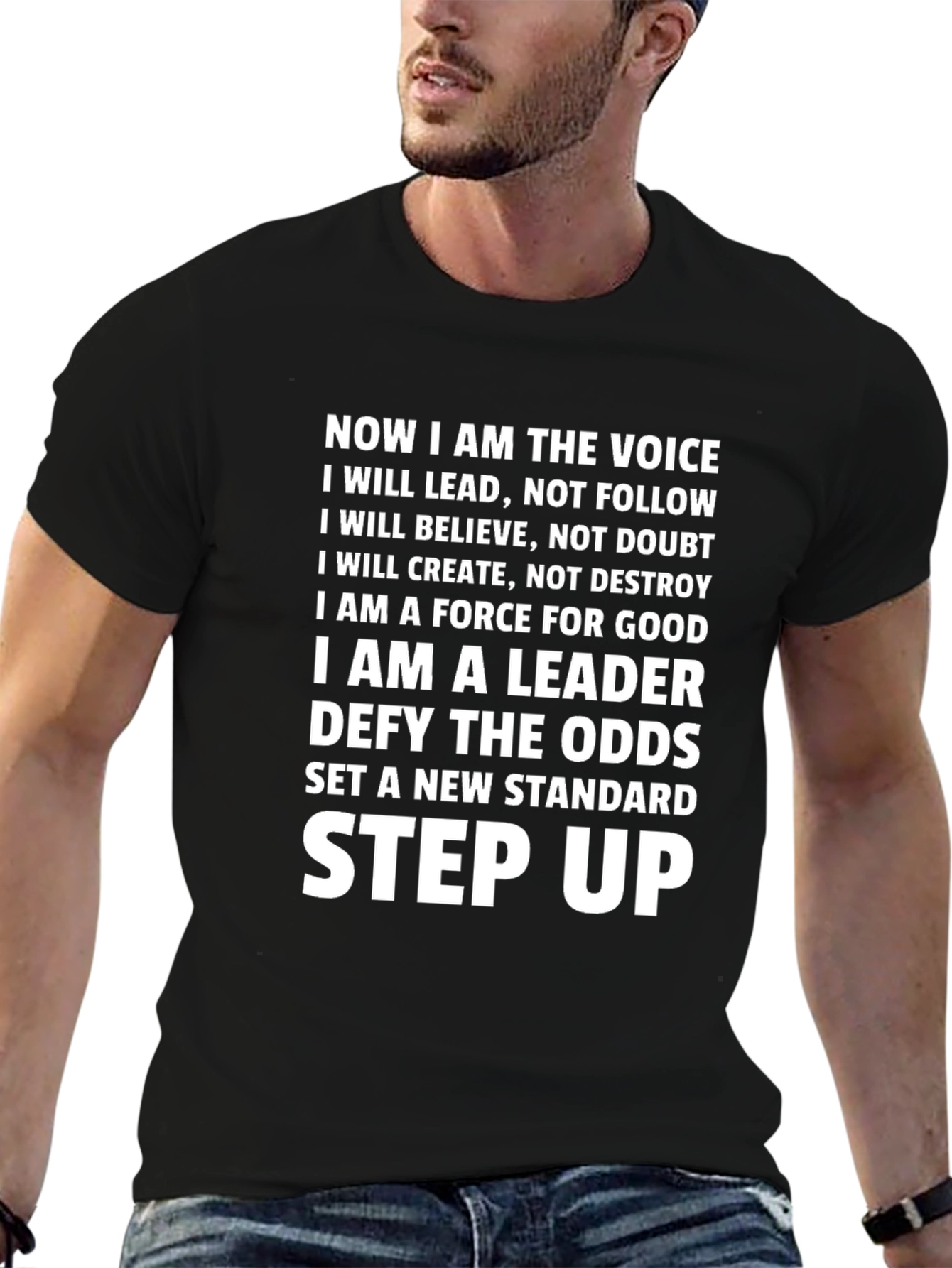 Inspirational Slogan T-Shirt - Lead Believe Create