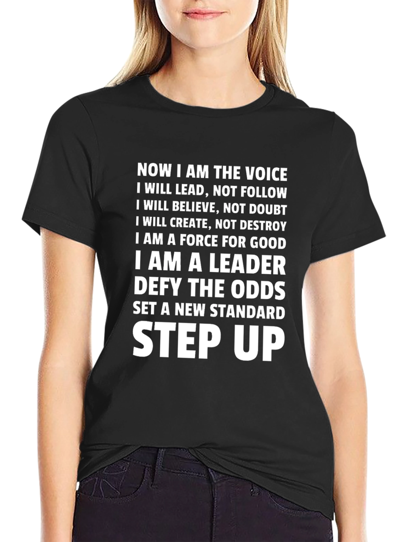 Inspirational Slogan T-Shirt - Lead Believe Create
