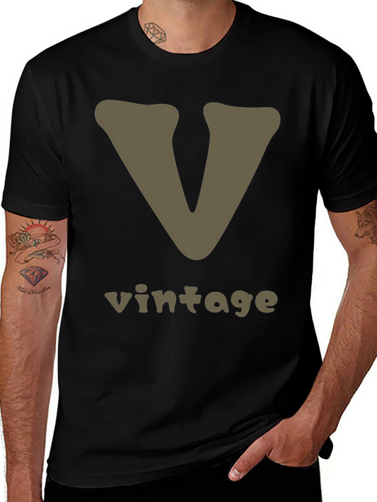 Vintage Letter V Graphic Tee - Stylish and Comfortable