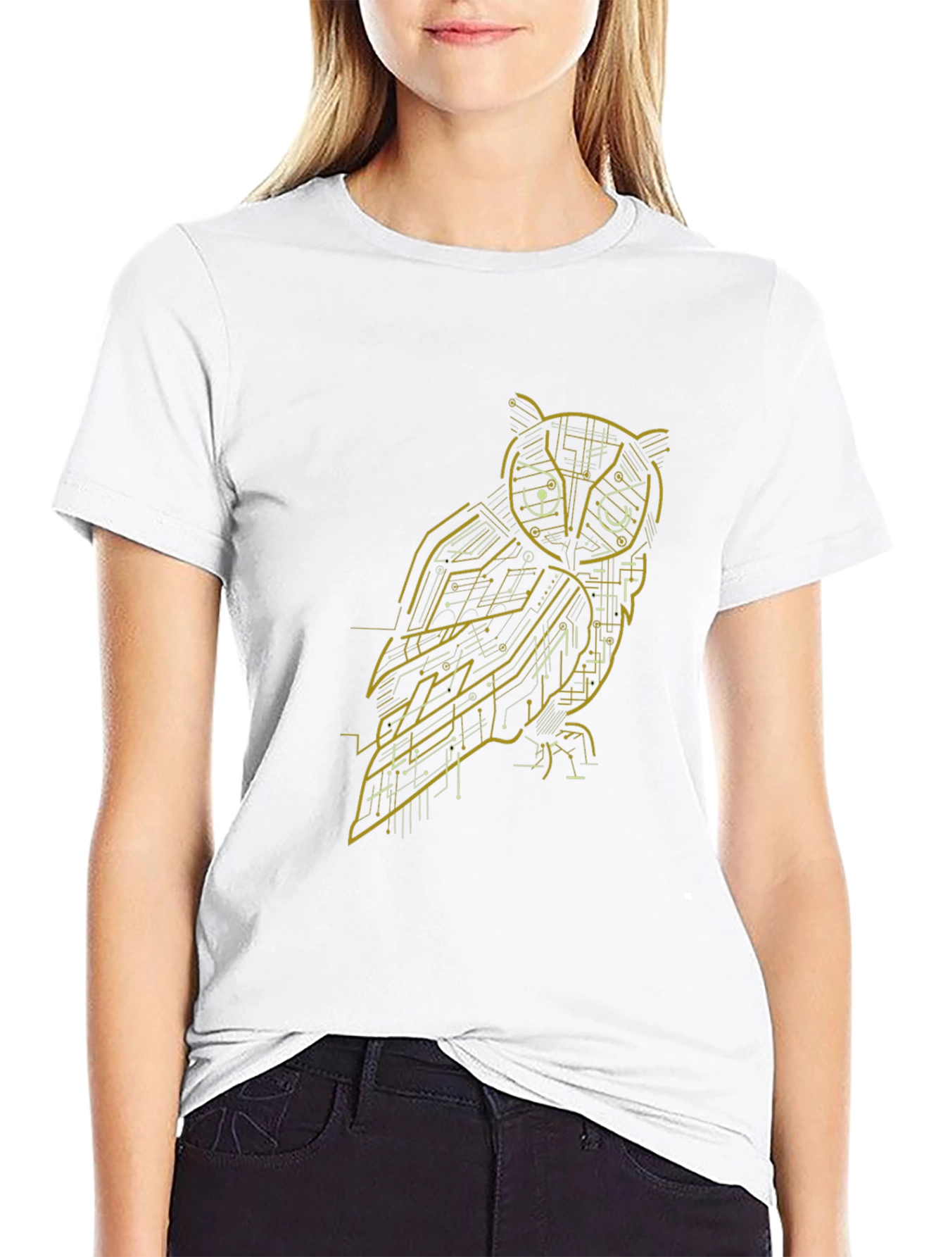 Tech Owl Graphic Tee - Stylish Mens Black T-Shirt