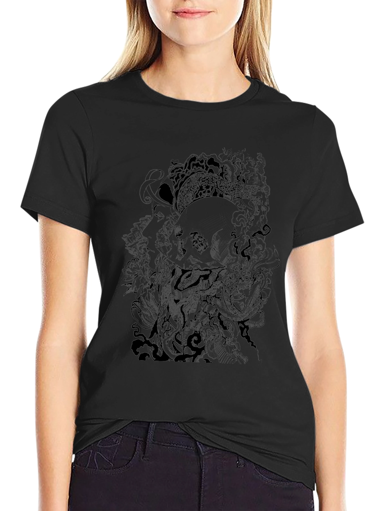 Skull & Serpent Graphic Tee - Mens Black T-Shirt