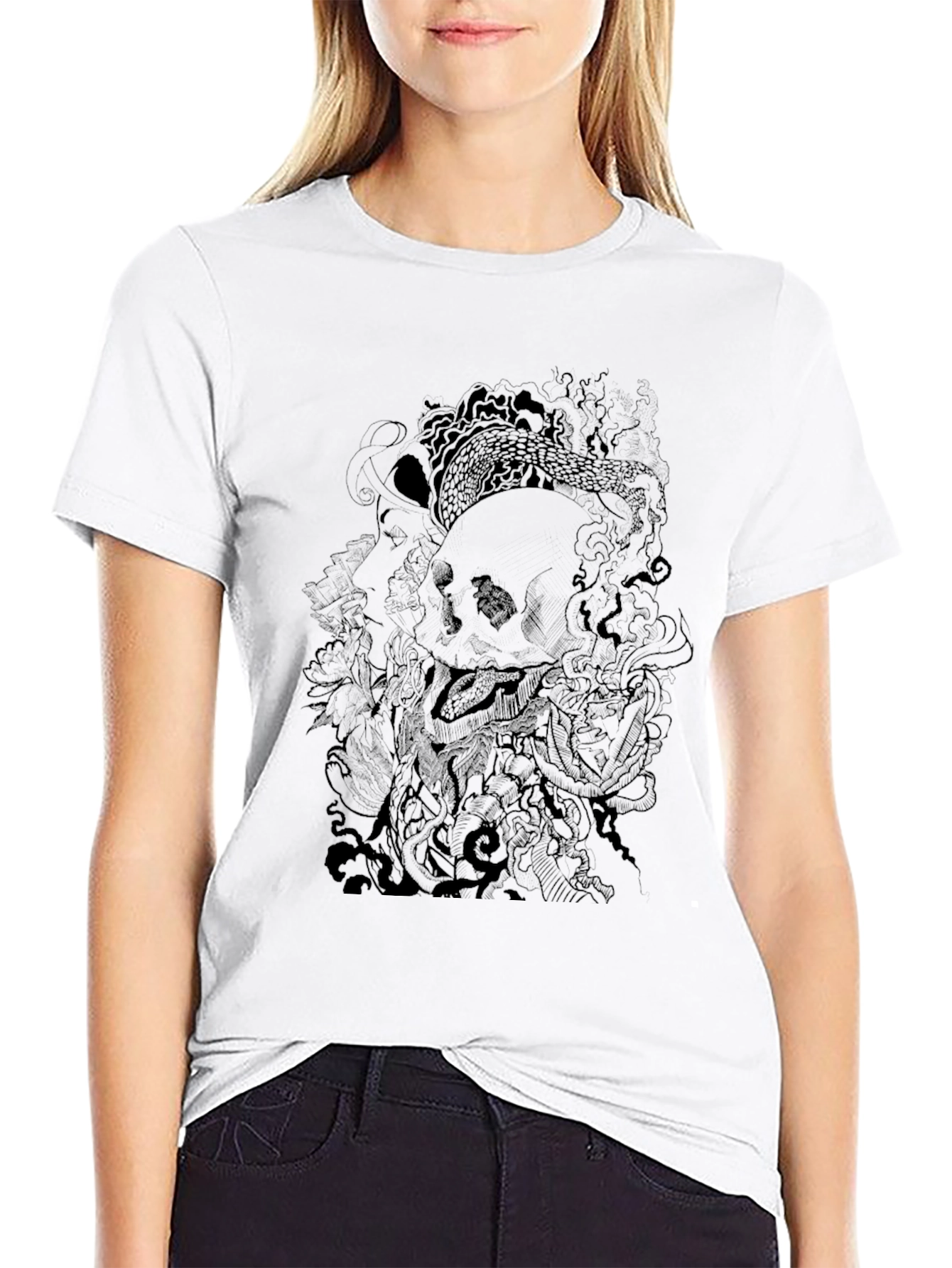 Skull & Serpent Graphic Tee - Mens Black T-Shirt