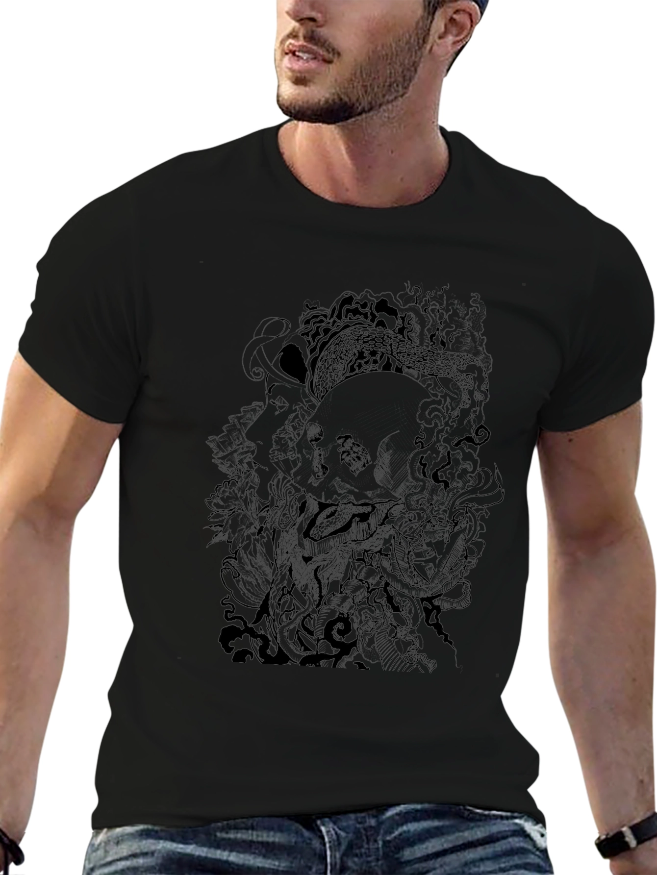 Skull & Serpent Graphic Tee - Mens Black T-Shirt