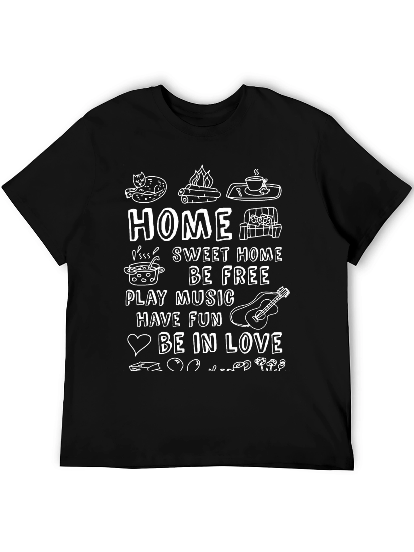 Cozy Home Doodle Graphic T-Shirt - Relaxed Fit
