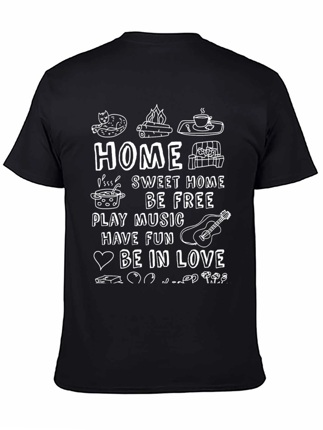 Cozy Home Doodle Graphic T-Shirt - Relaxed Fit