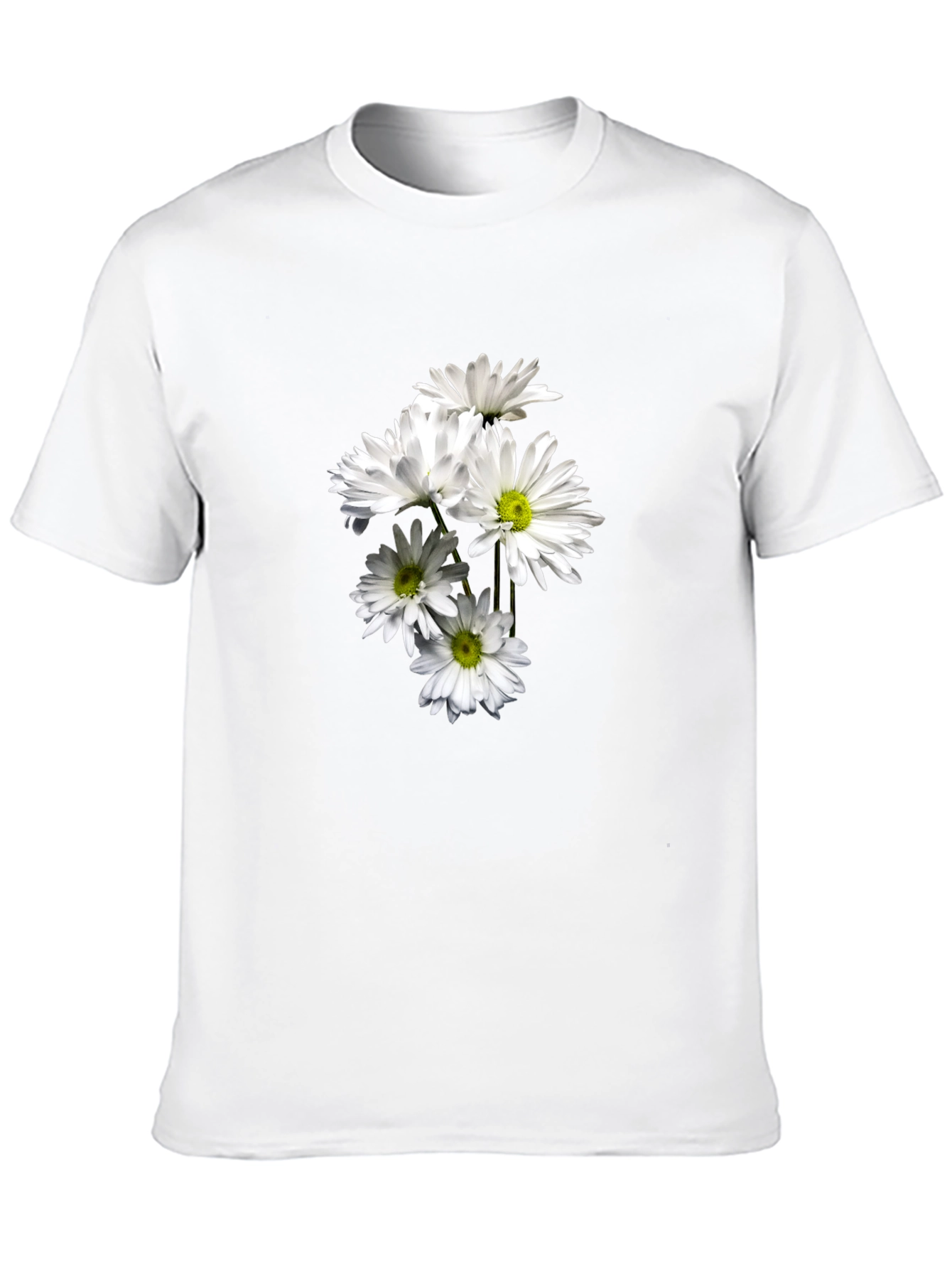 Black T-Shirt with Floral Daisy Design