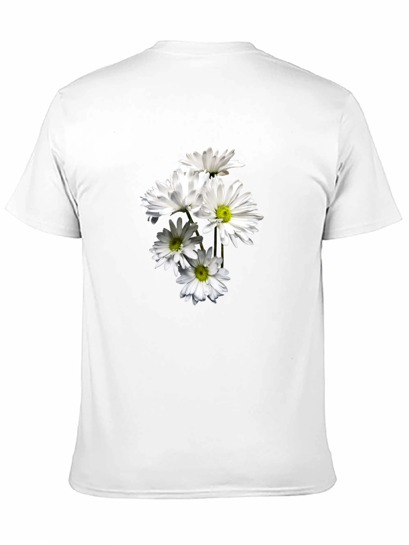 Black T-Shirt with Floral Daisy Design