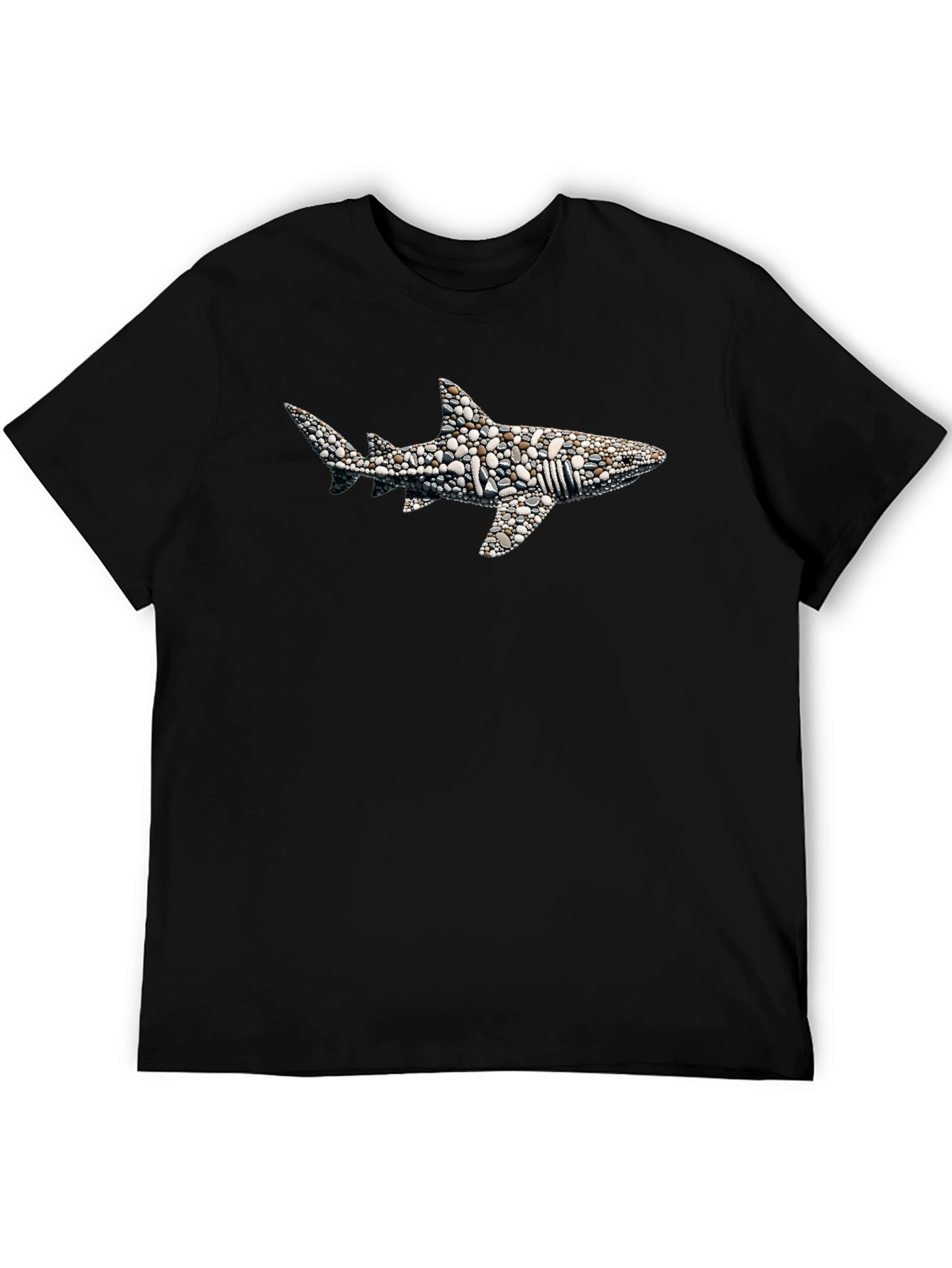 Stone Shark Graphic T-Shirt - Black Crew Neck Tee