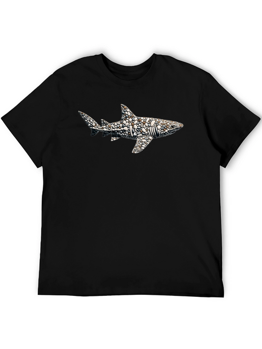 Stone Shark Graphic T-Shirt - Black Crew Neck Tee