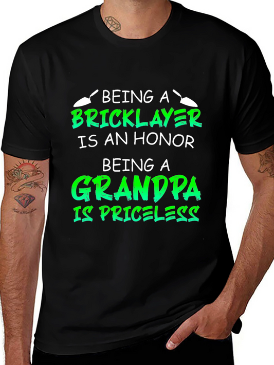 Bricklayer Grandpa Honor Priceless Black T-Shirt