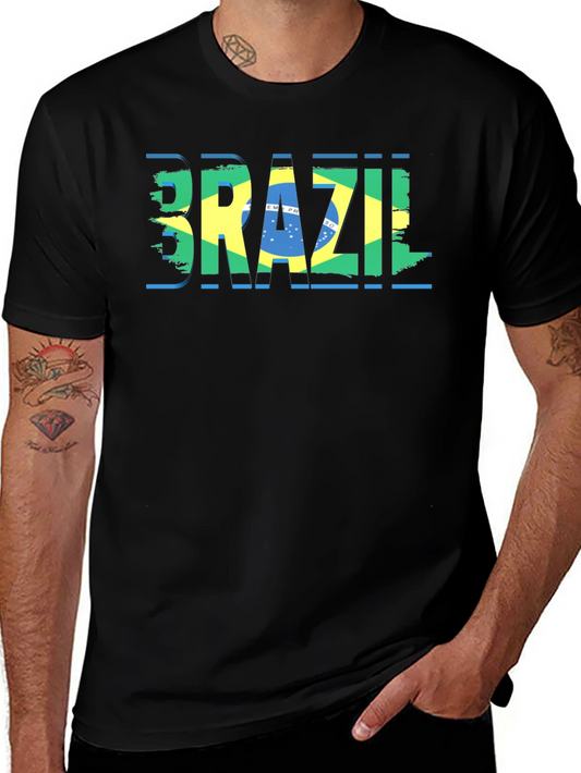 Brazil Flag Graphic Black T-Shirt