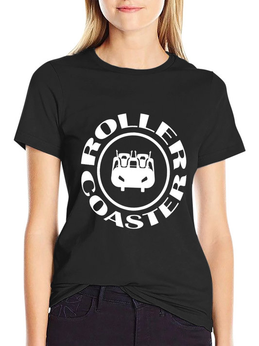 Roller Coaster Graphic Tee - Black Cotton T-Shirt