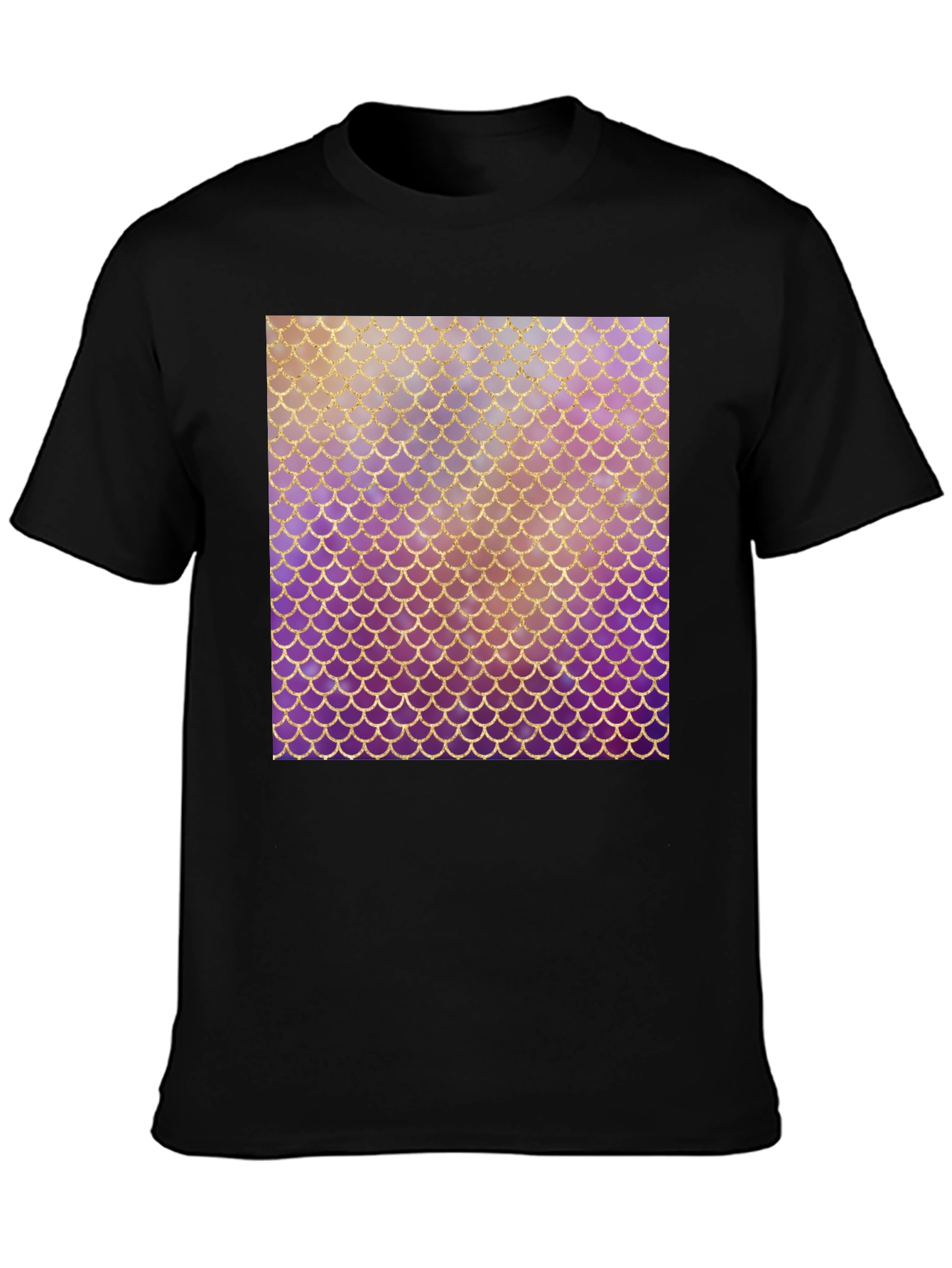 Mermaid Scale Graphic Tee - Stylish Black T-Shirt