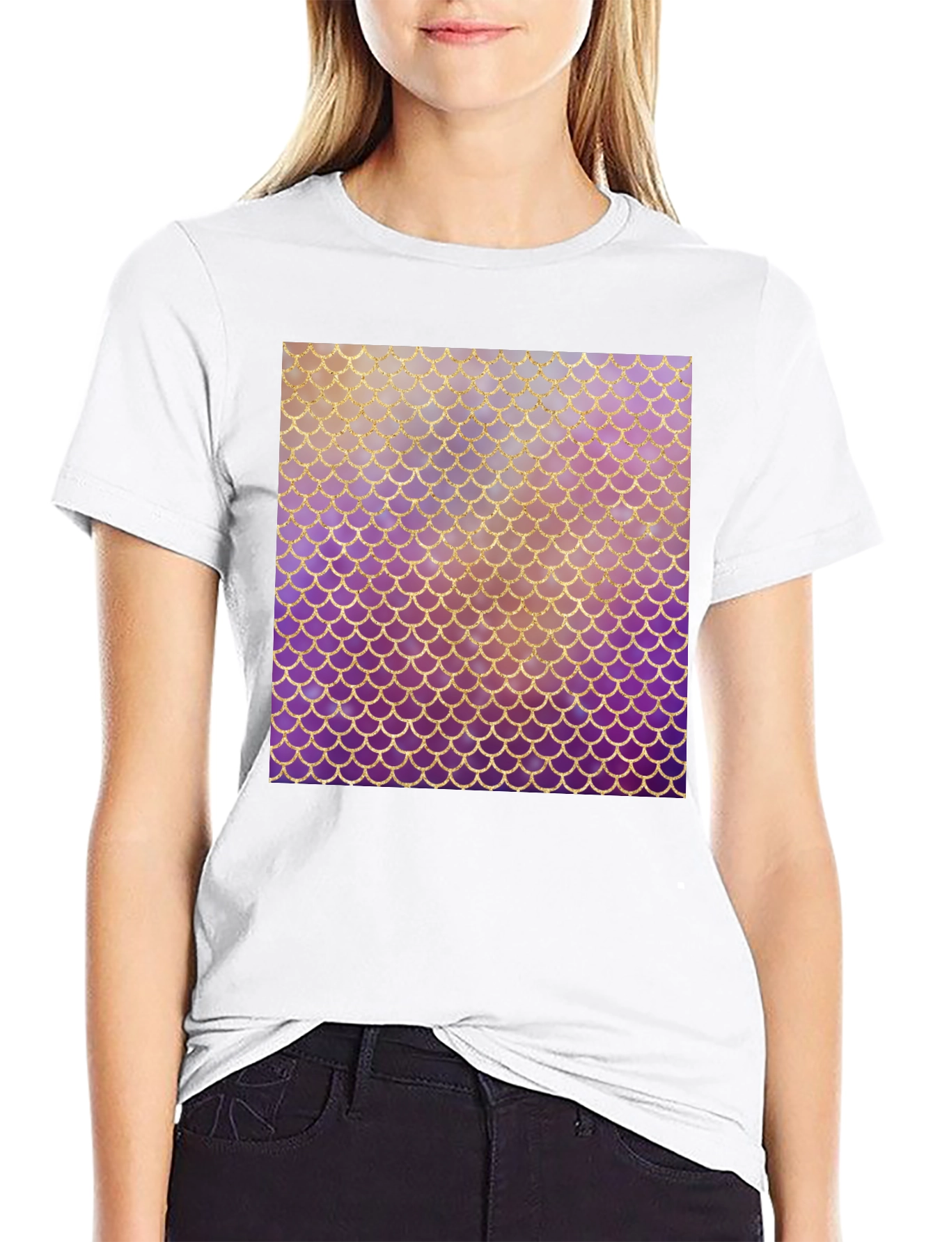 Mermaid Scale Graphic Tee - Stylish Black T-Shirt