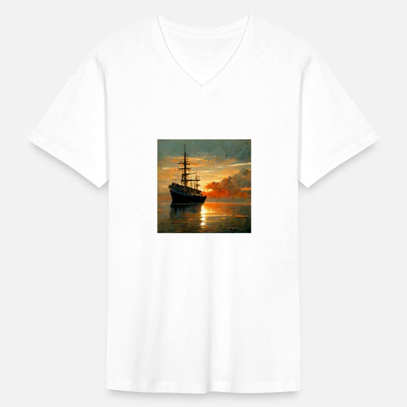 Pirates Ship in sunset great scenery, oil paint