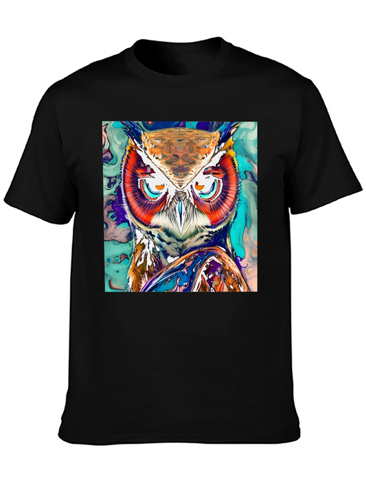 Artistic Owl Graphic Print T-Shirt