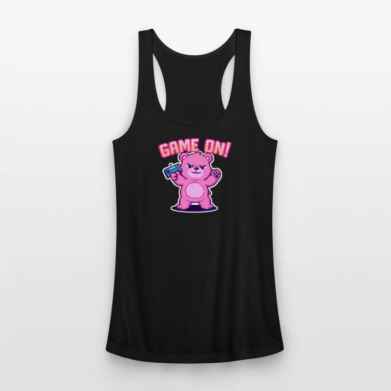 Pixelated Pink Bear Gaming Design
