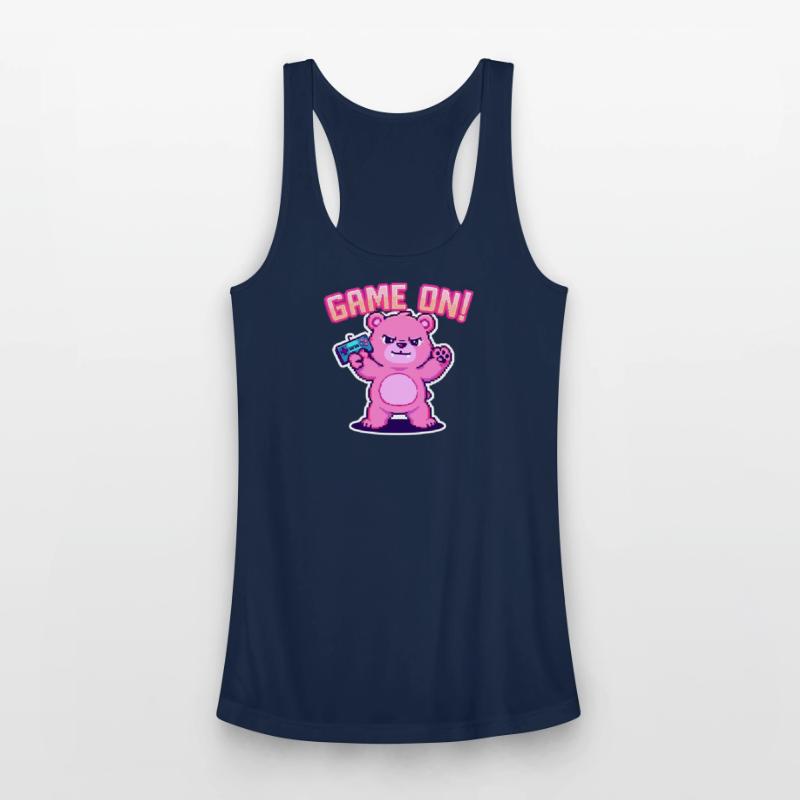 Pixelated Pink Bear Gaming Design