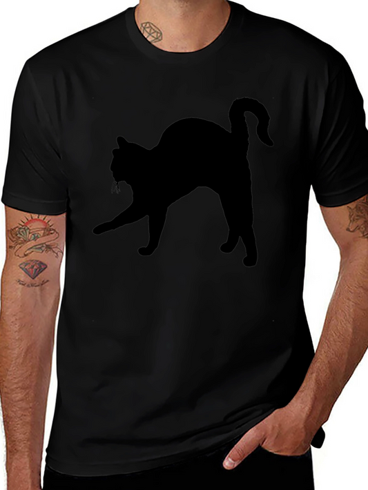 Black Cat Silhouette Tee - Mens Casual T-Shirt