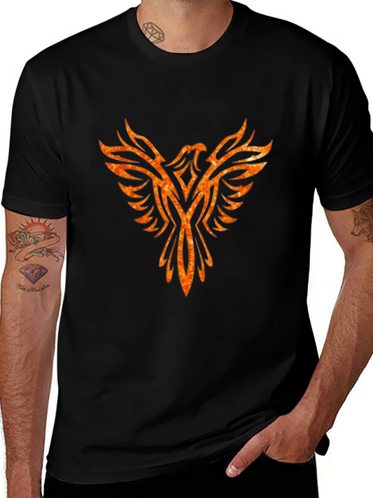 Fiery Phoenix Graphic Tee - Soft Black Cotton
