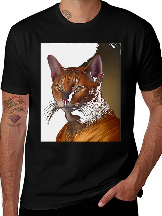 Regal Cat Portrait Tee - Unique Artistic Design