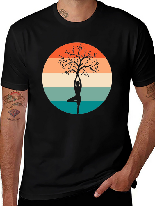 Yoga Tree Pose Graphic Tee - Black