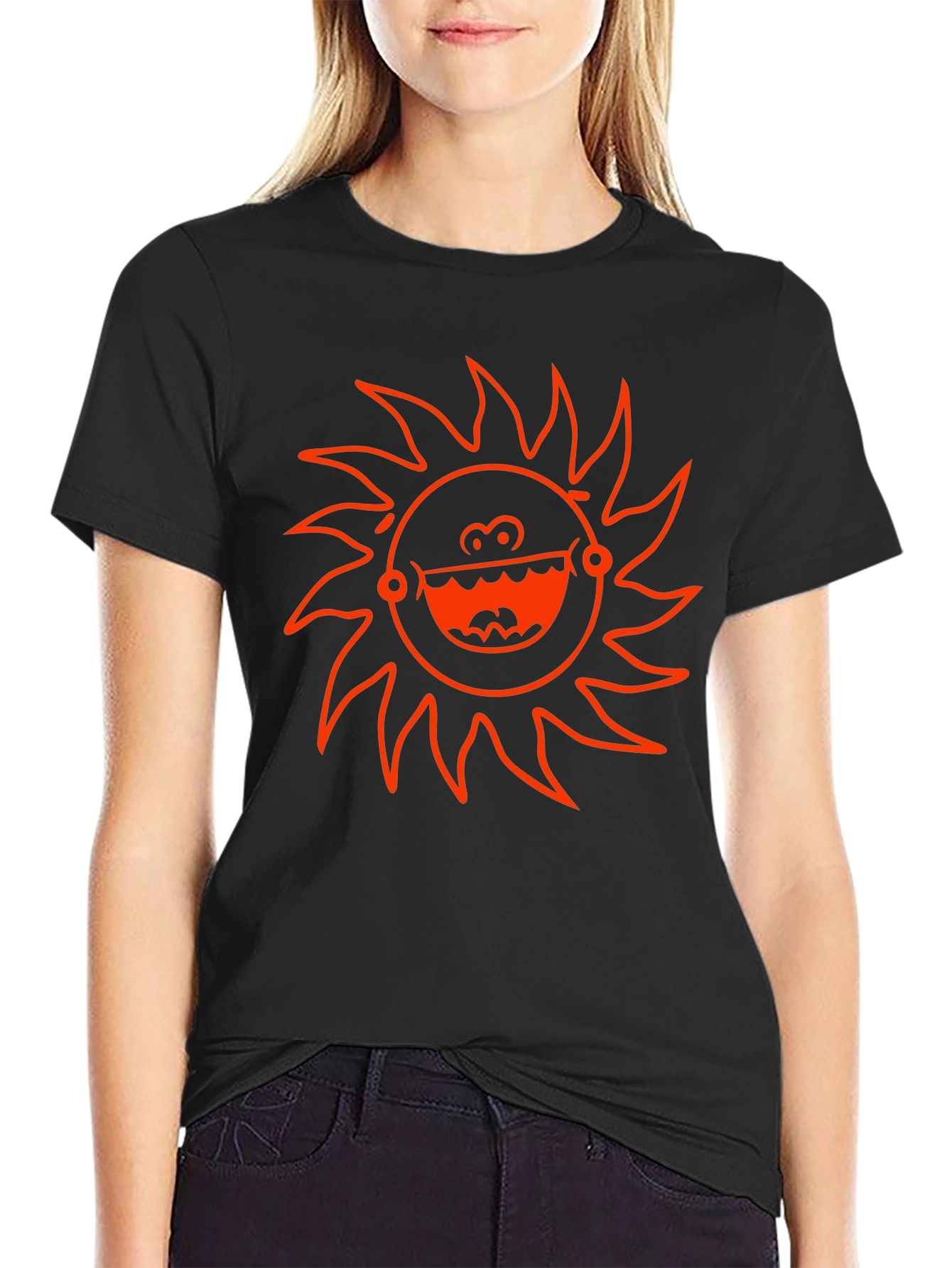 Funky Sun Graphic T-Shirt - Black Cotton Tee