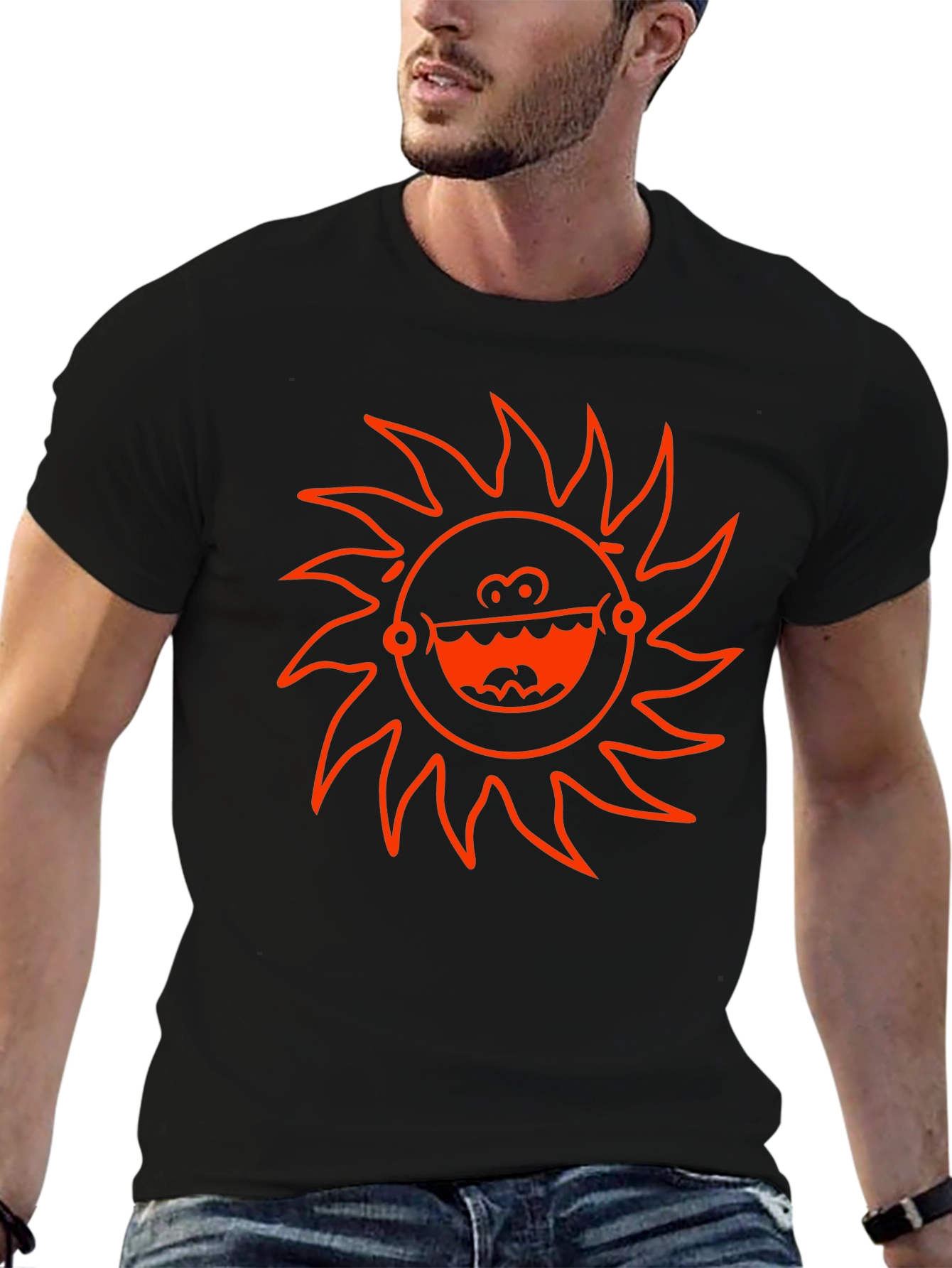 Funky Sun Graphic T-Shirt - Black Cotton Tee