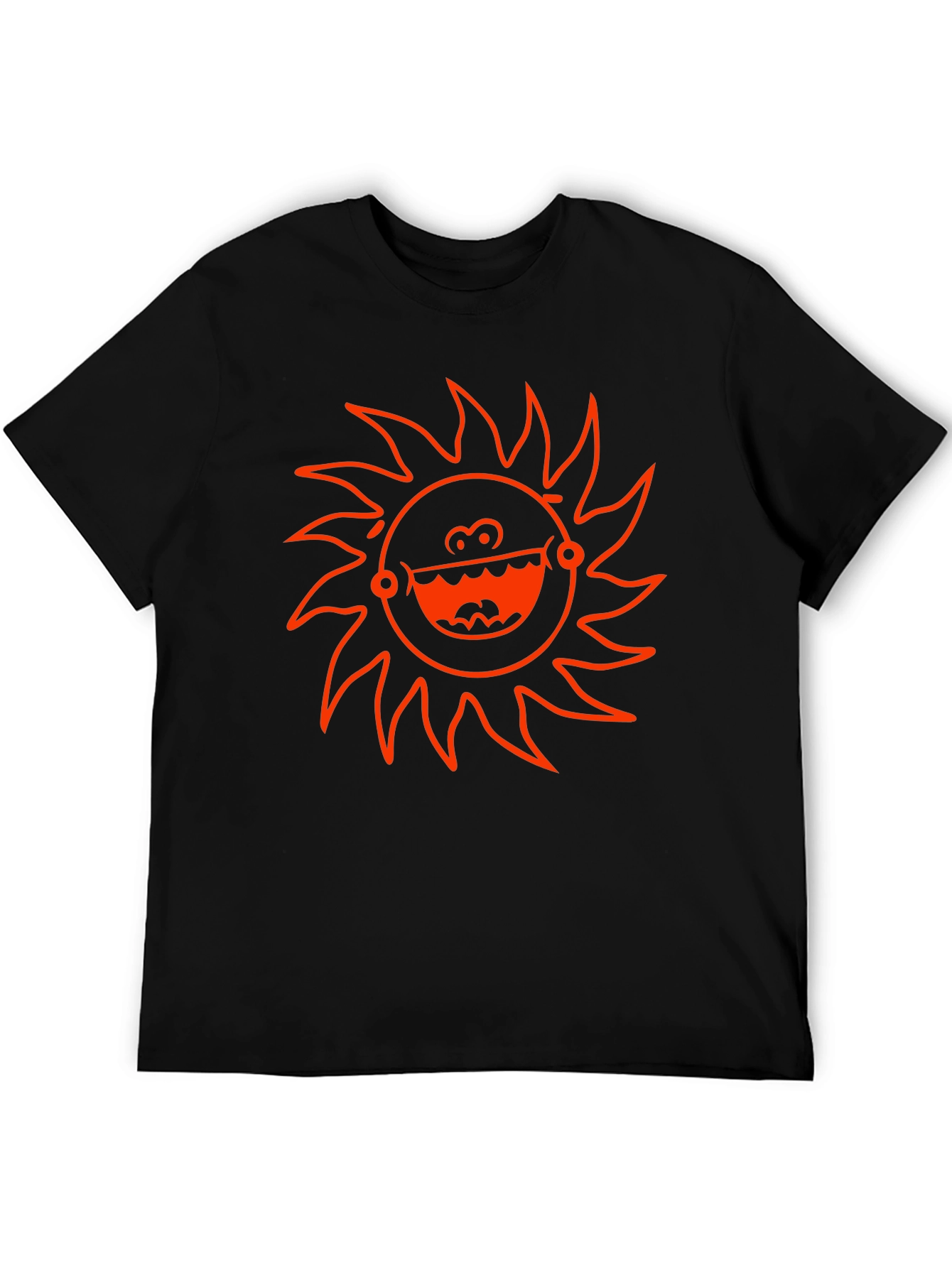 Funky Sun Graphic T-Shirt - Black Cotton Tee