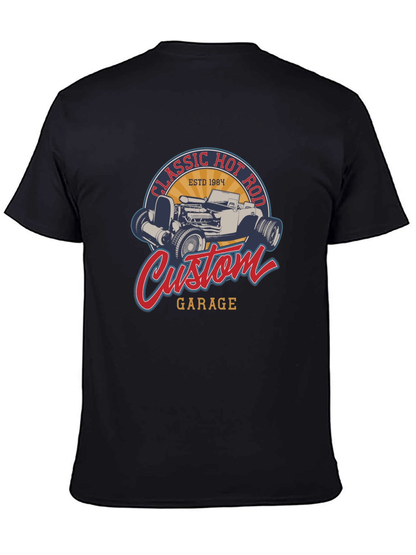 Classic Hot Rod Custom Garage Black T-Shirt