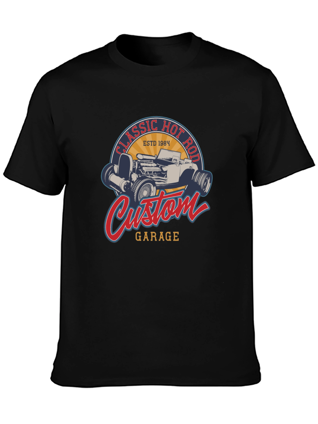 Classic Hot Rod Custom Garage Black T-Shirt