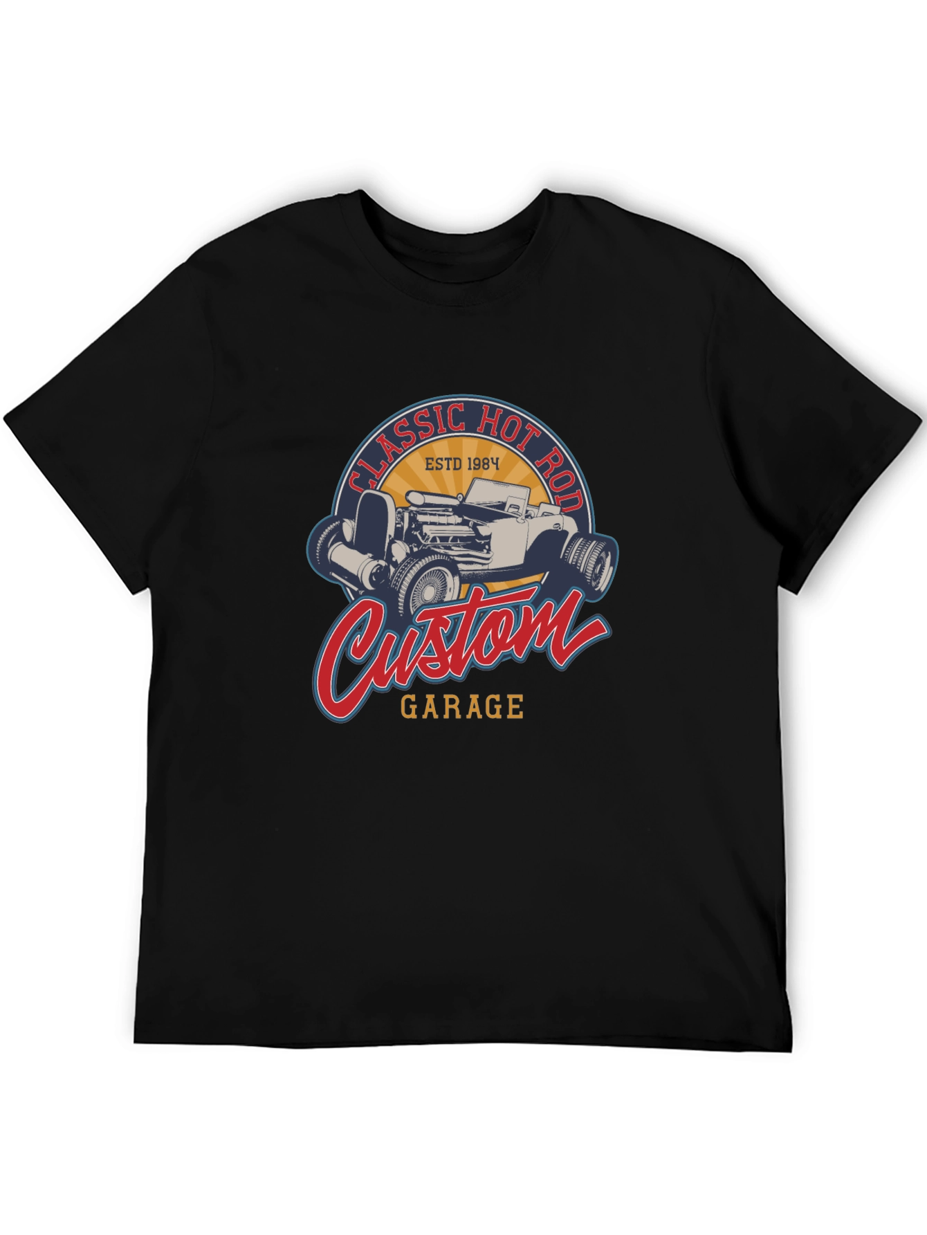 Classic Hot Rod Custom Garage Black T-Shirt