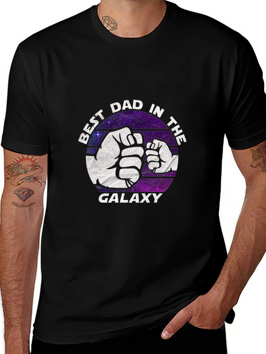 Best Dad in the Galaxy Black T-Shirt Fathers Day Gift