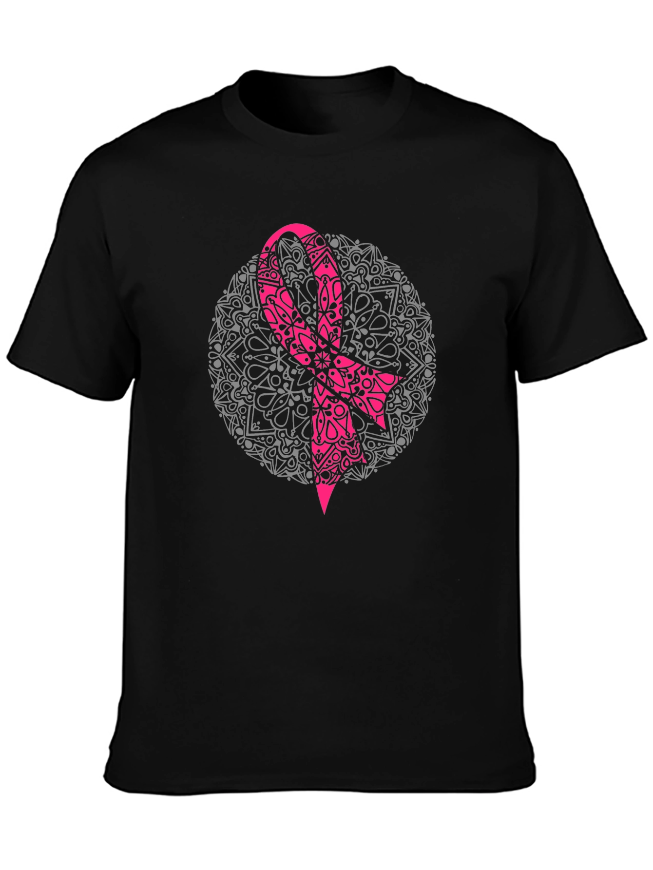 Pink Ribbon Mandala Graphic T-Shirt
