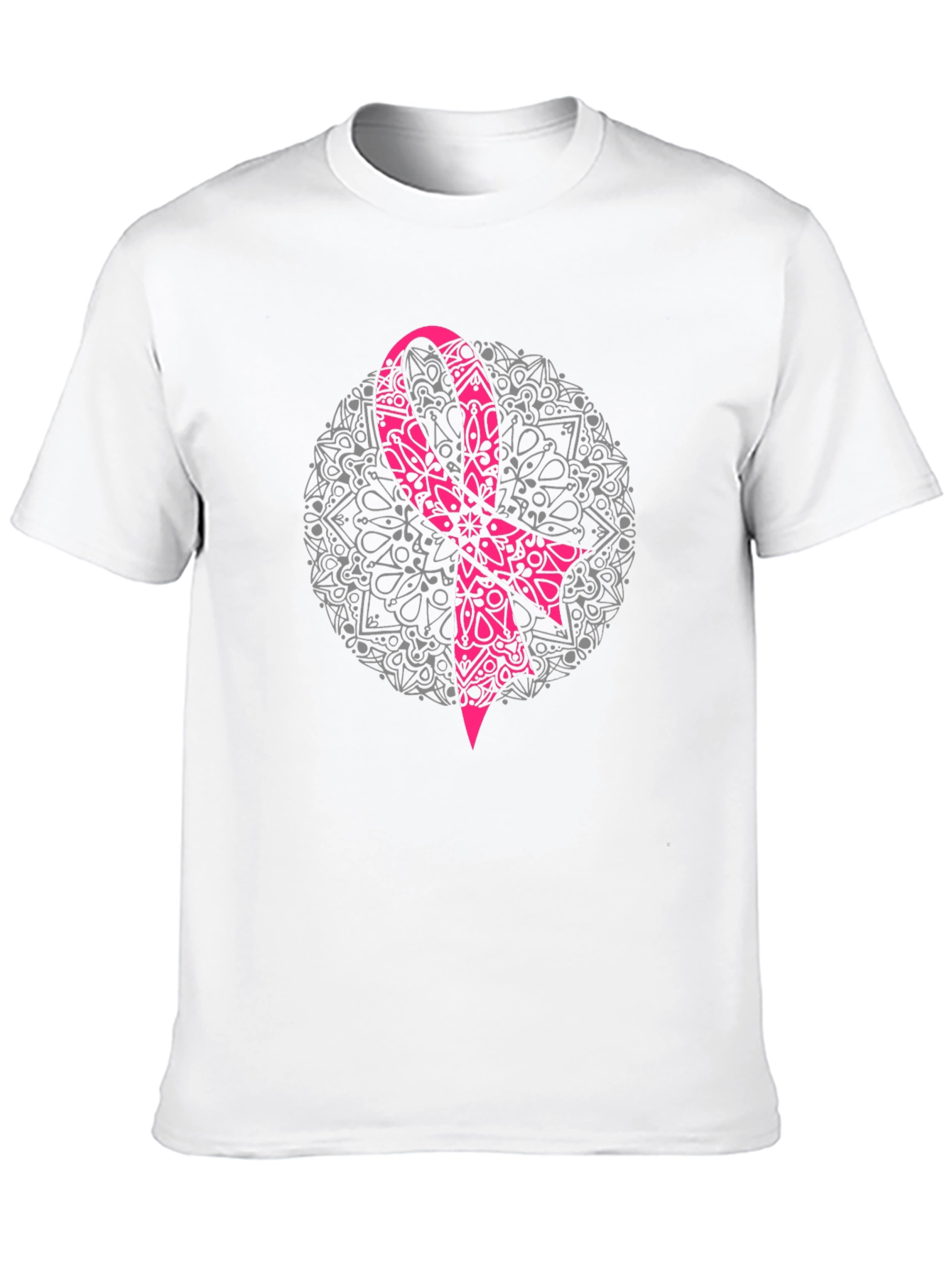 Pink Ribbon Mandala Graphic T-Shirt