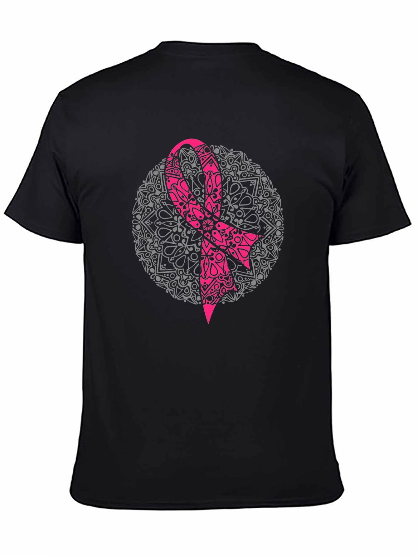 Pink Ribbon Mandala Graphic T-Shirt