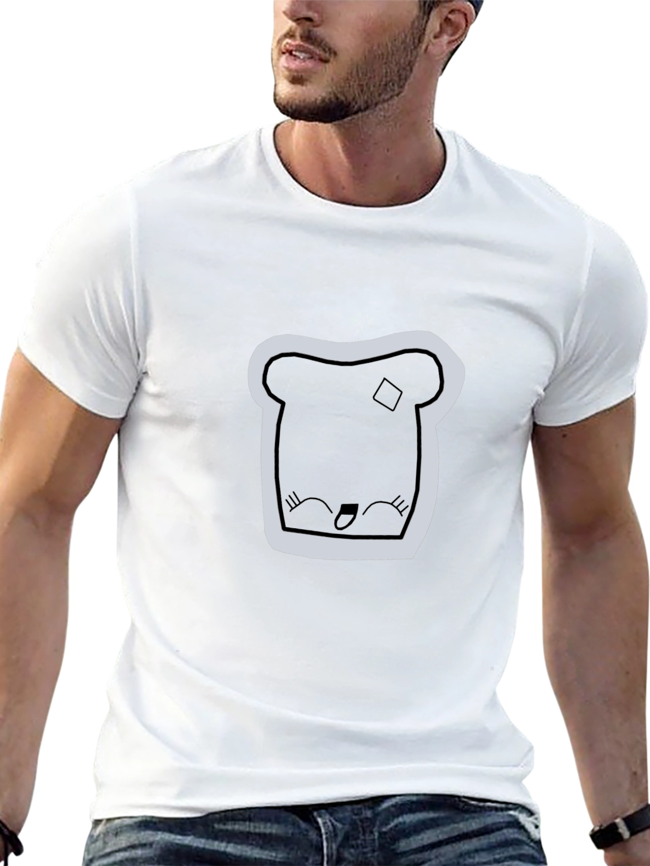 Cute Toast Graphic Print Black T-Shirt