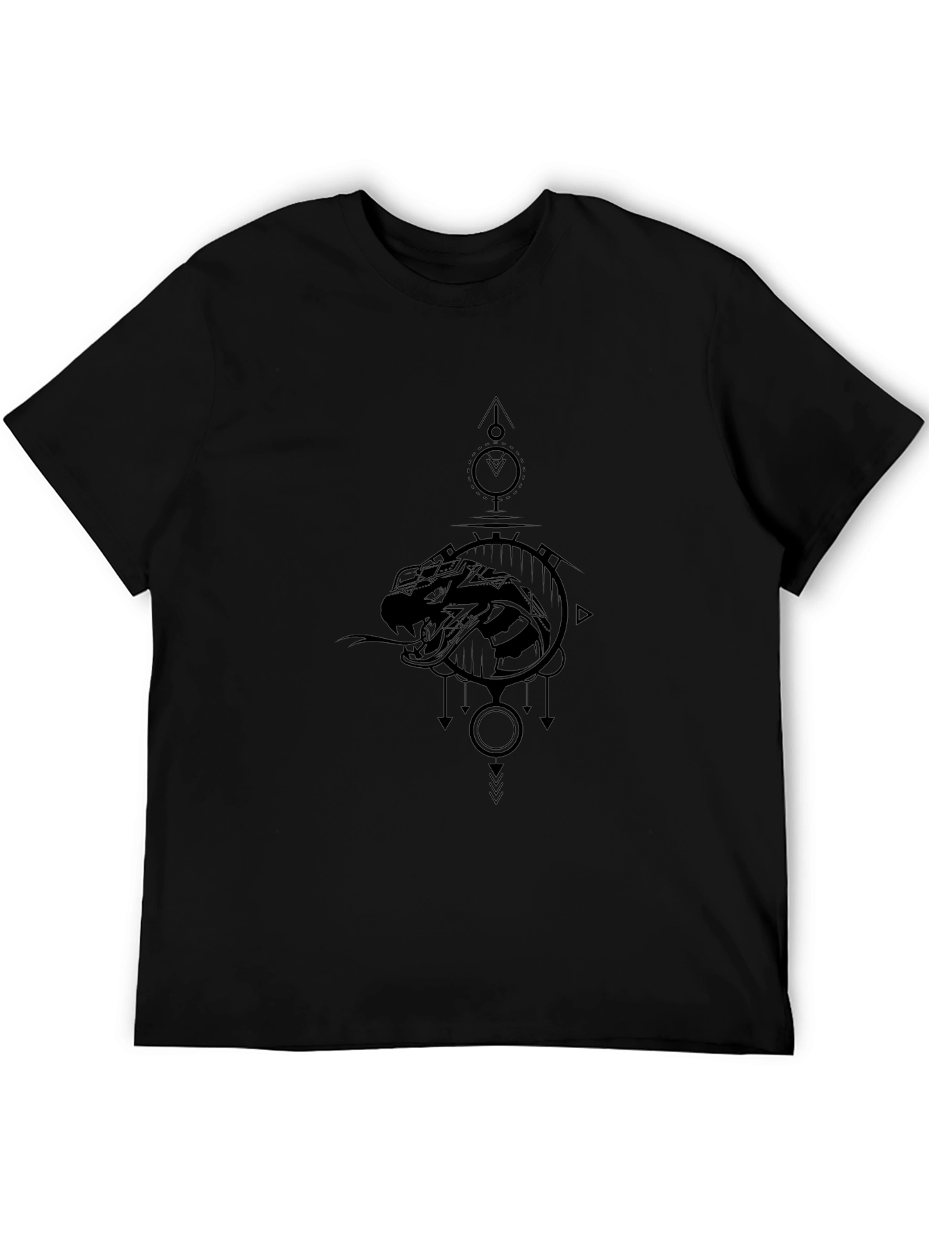 Black Geometric Snake Graphic Tee