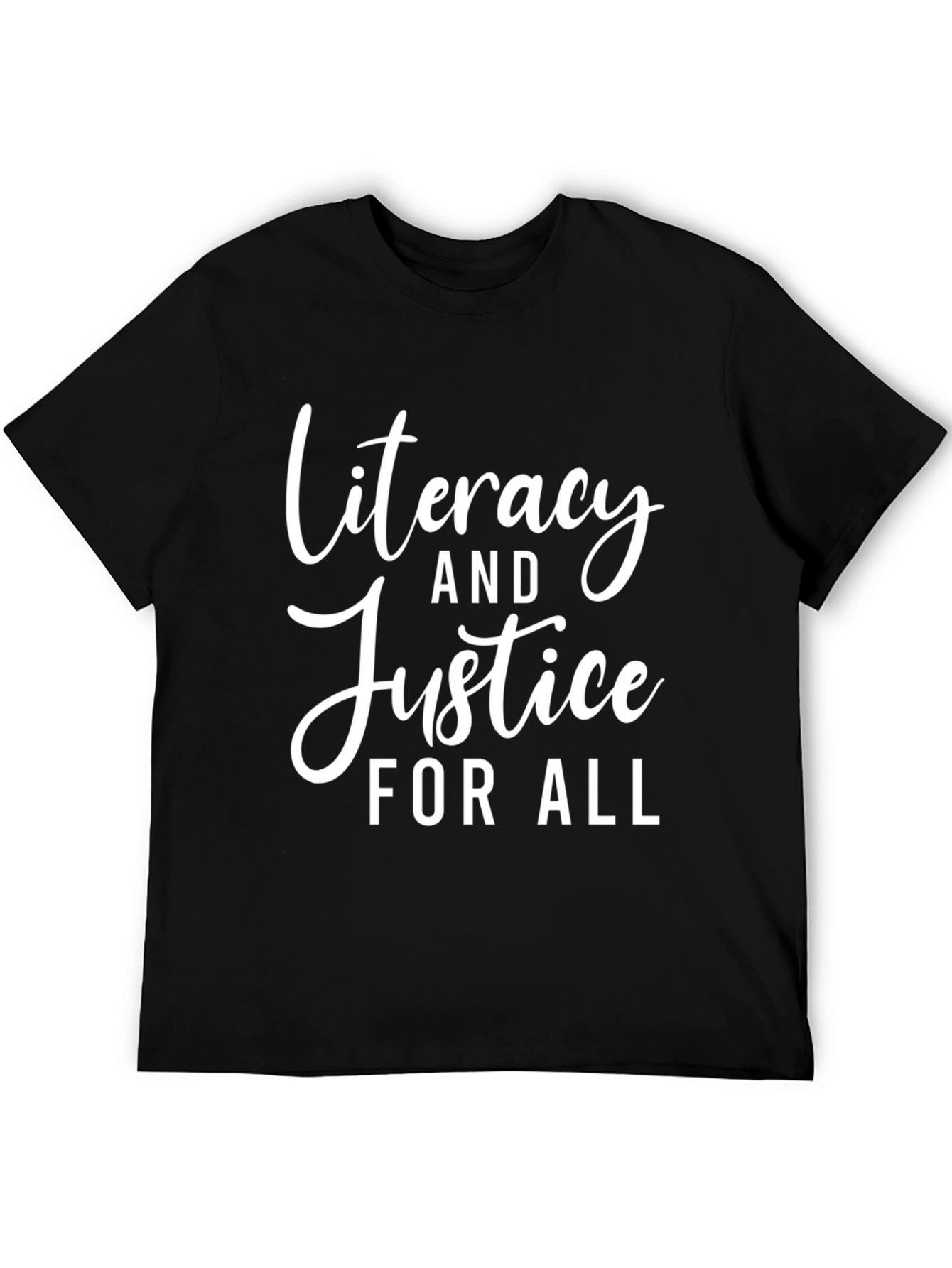 Literacy & Justice for All Black T-Shirt