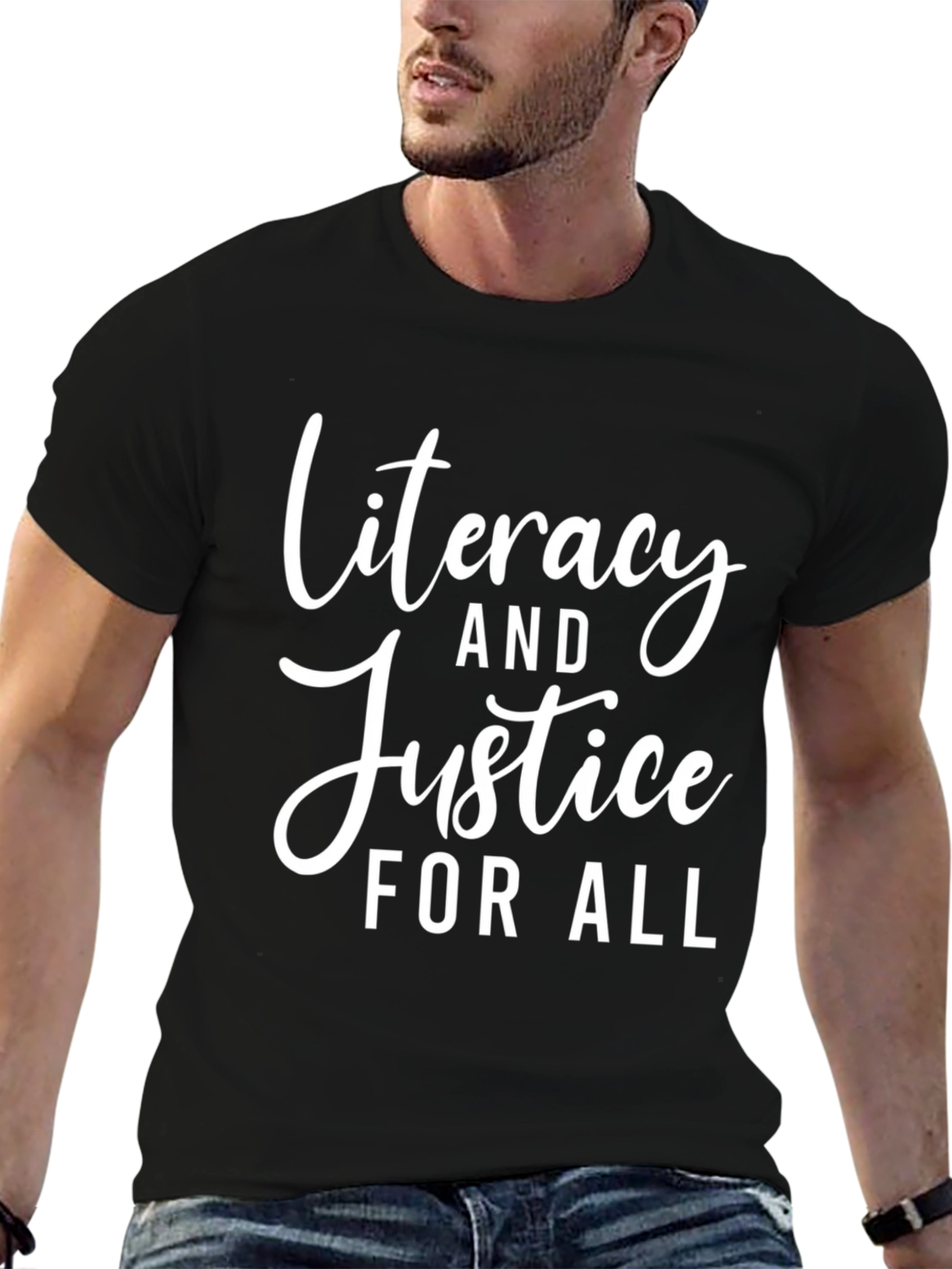 Literacy & Justice for All Black T-Shirt