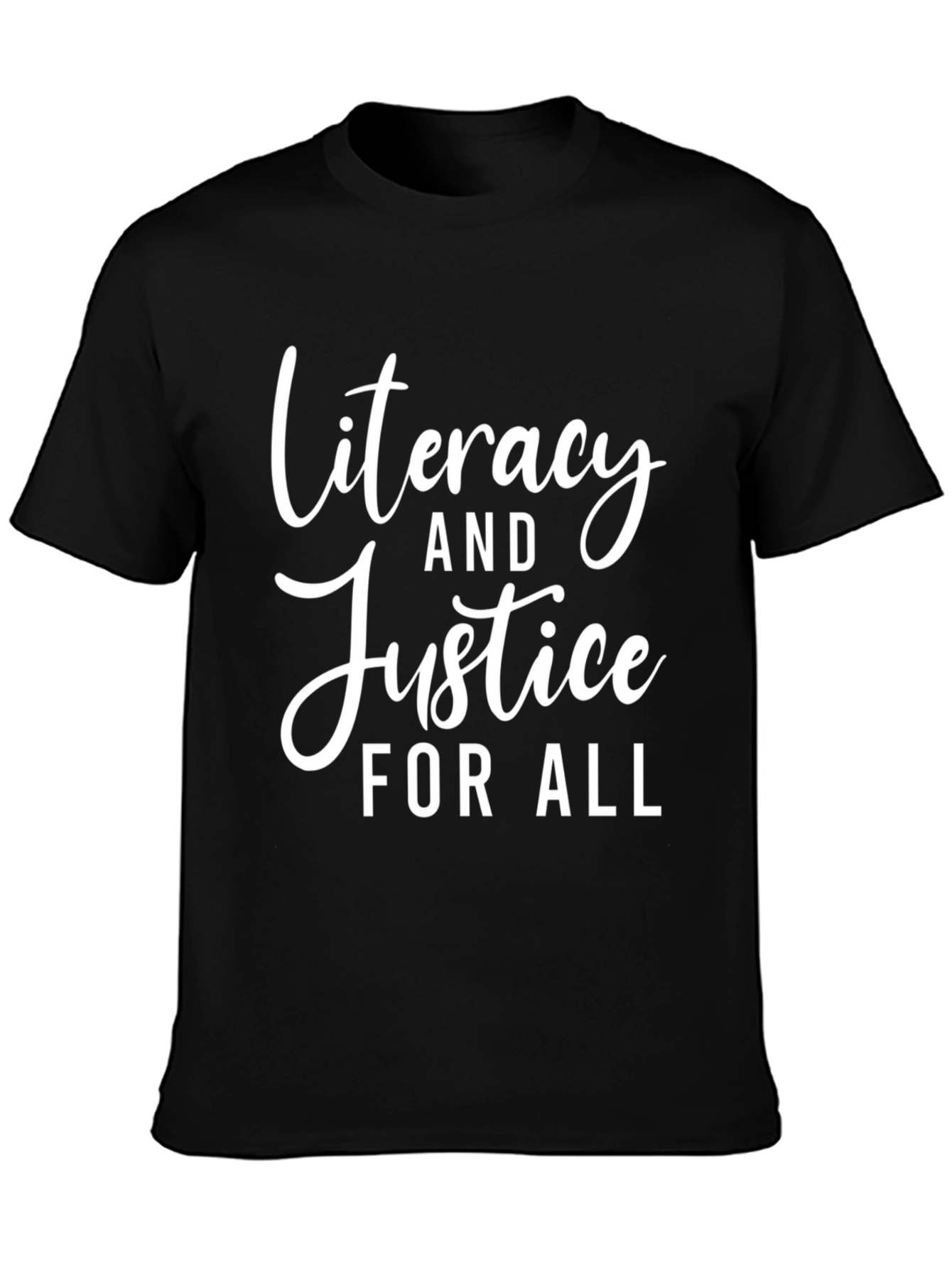 Literacy & Justice for All Black T-Shirt