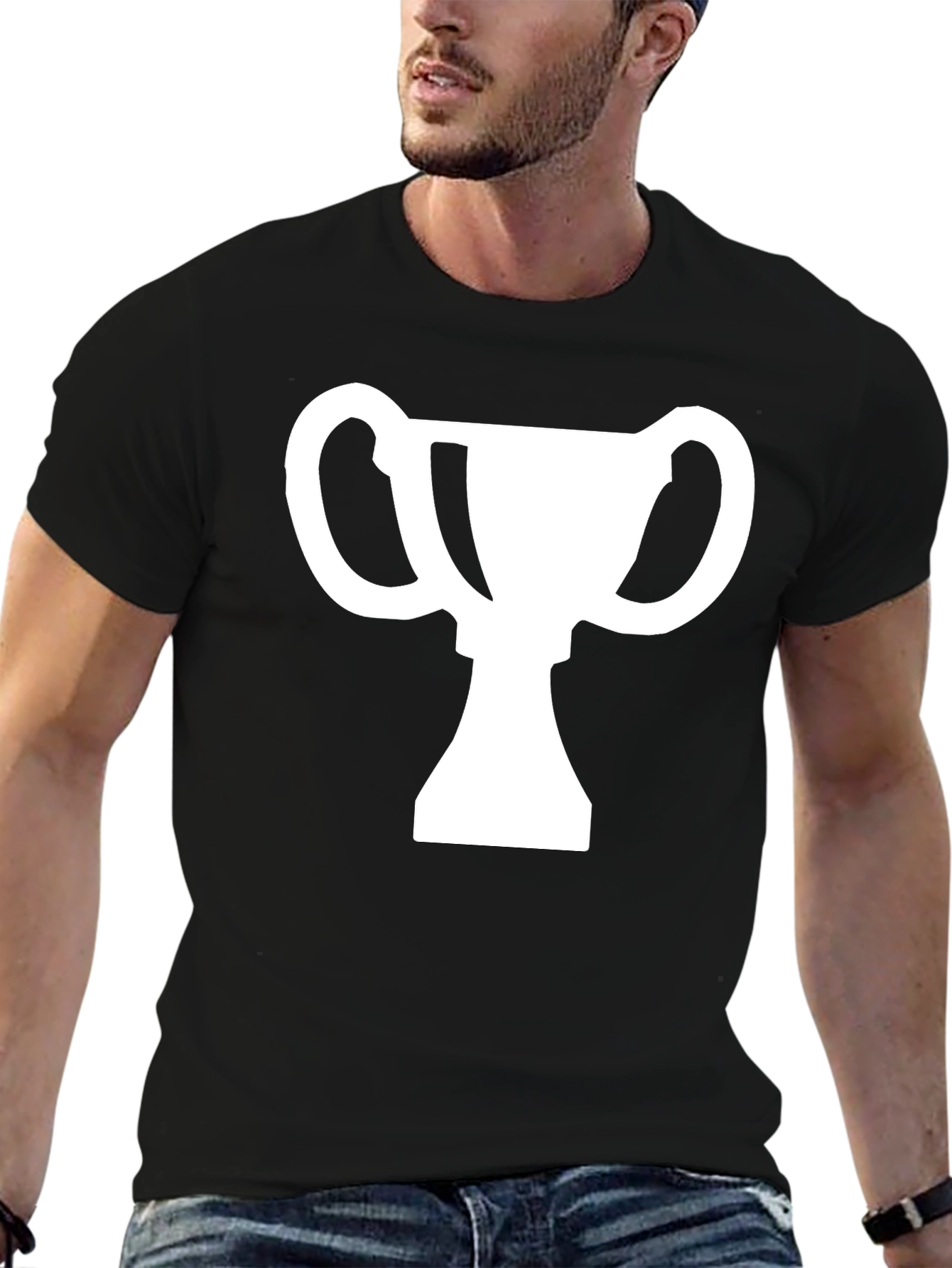 Trophy Graphic Tee - Black Cotton T-Shirt