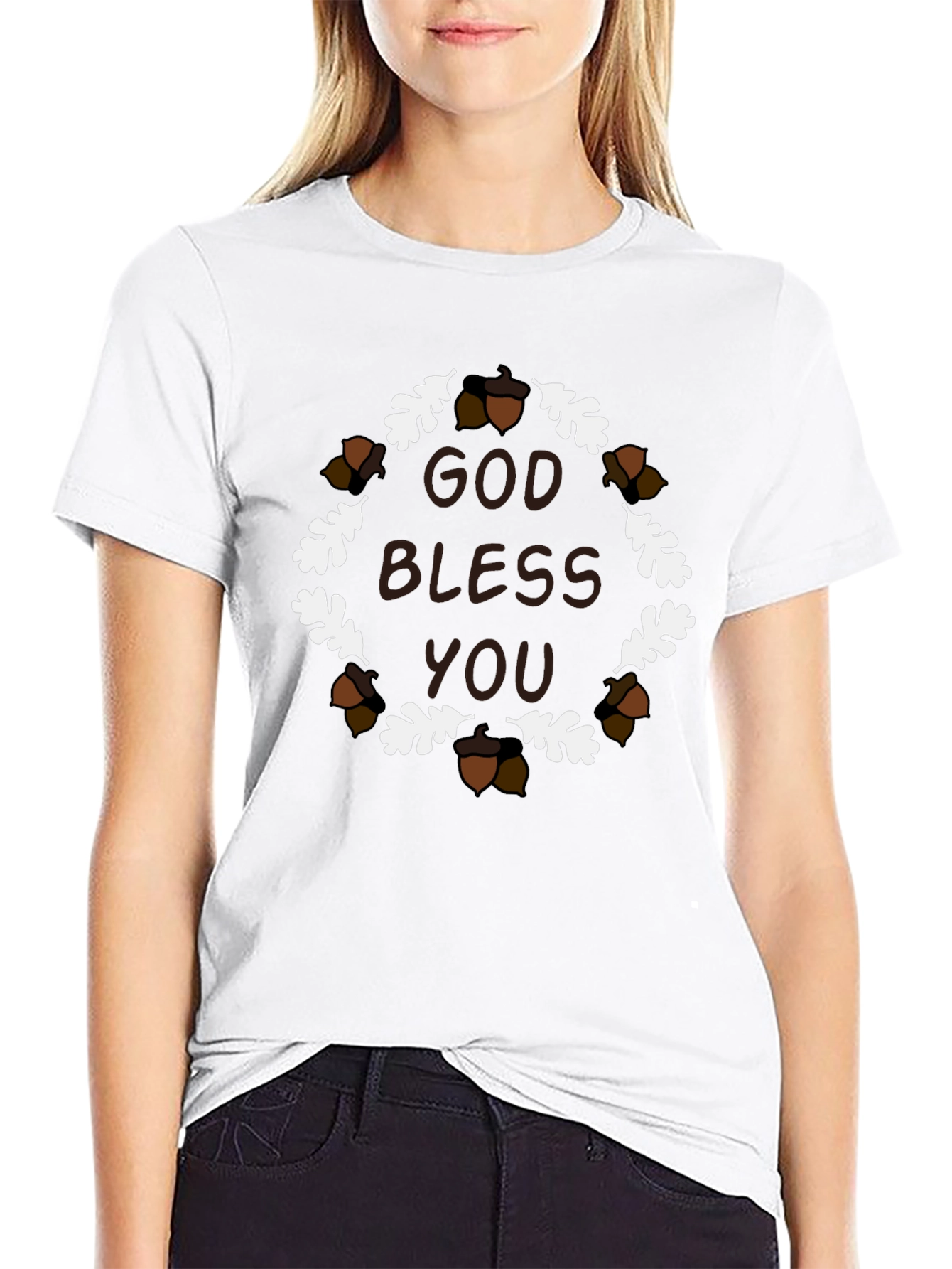 God Bless You Acorn Wreath T-Shirt