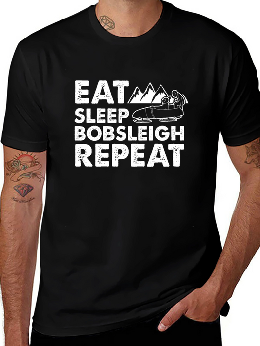 Eat Sleep Bobsleigh Repeat Black T-Shirt